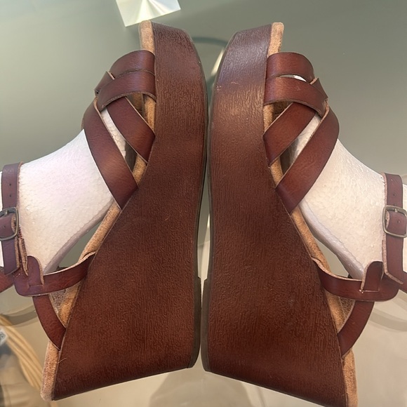 Jelly Pop Jelissa Memory Foam Brown Wood Wedge sz 10 Sandal Slingback Shoe EUC - Picture 16 of 17